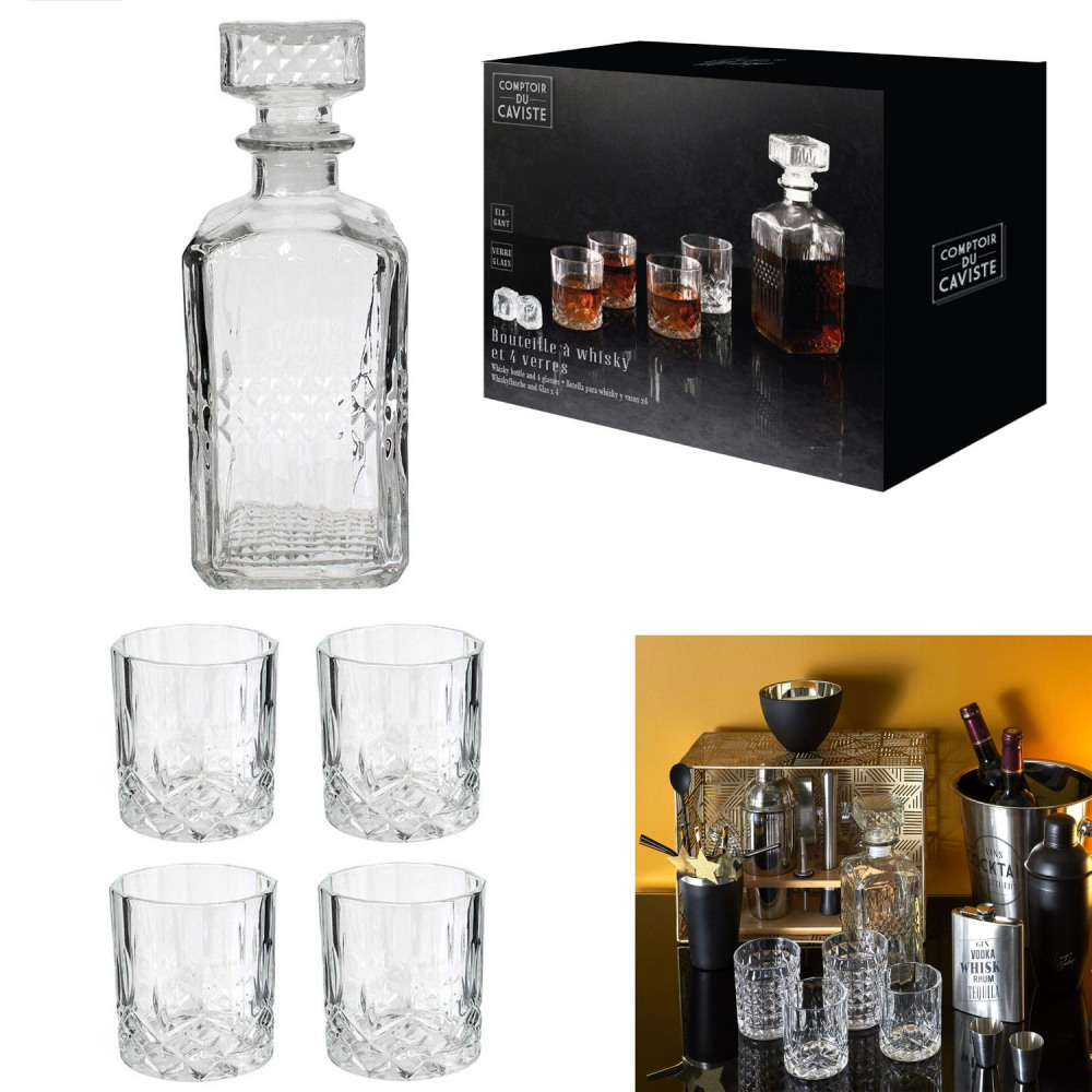 Whisky-Set 5 Stück (Dekanter und 4 Gläser)