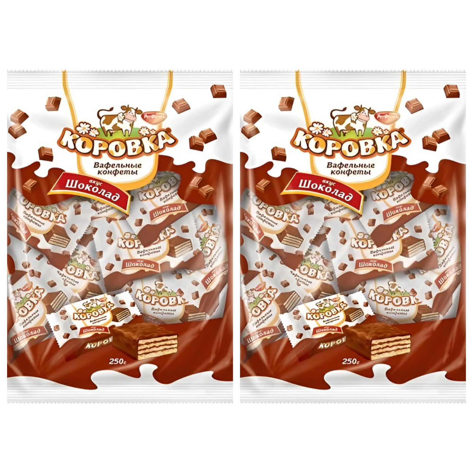 SET: 4 x Waffelbonbons „Korovka“ mit Schokoladengeschmack, 250 g