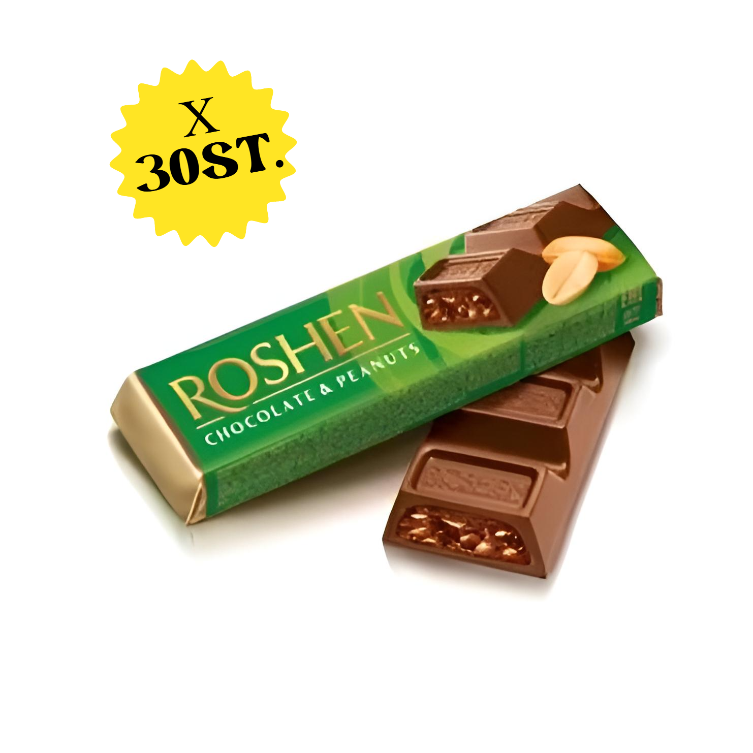 SET: 30 x Schokoriegel Roshen mit Milchschokolade, Erdnussfüllung, 38 g
