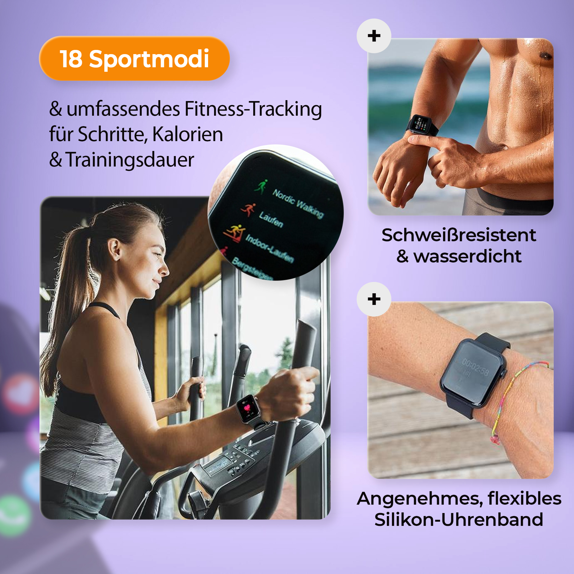 Kendox LifeTracker 2in1 Smartwatch & Fitnessuhr