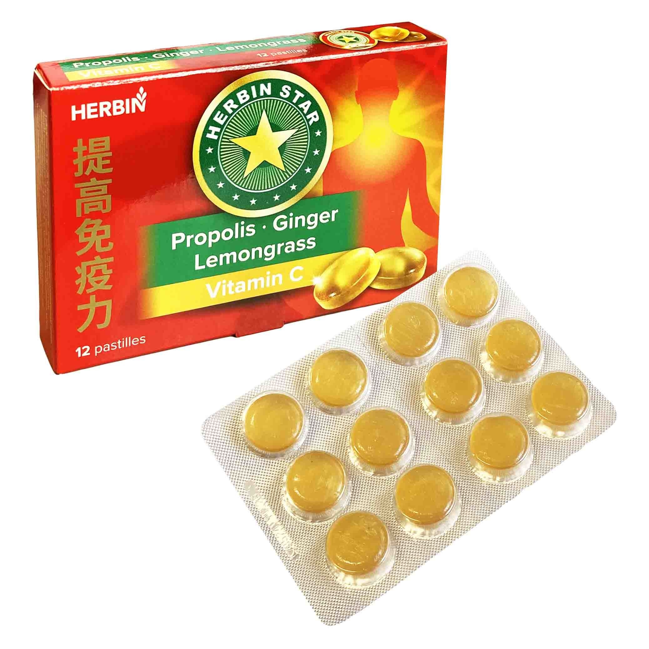 Звездочка "Herbin Stars" леденцы с прополисом и женьшенем, 12 таб.