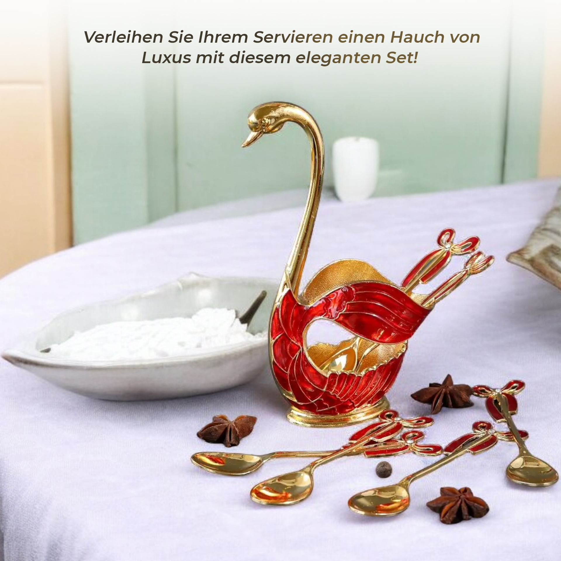 Servierlöffel-Set "Goldener Schwan"