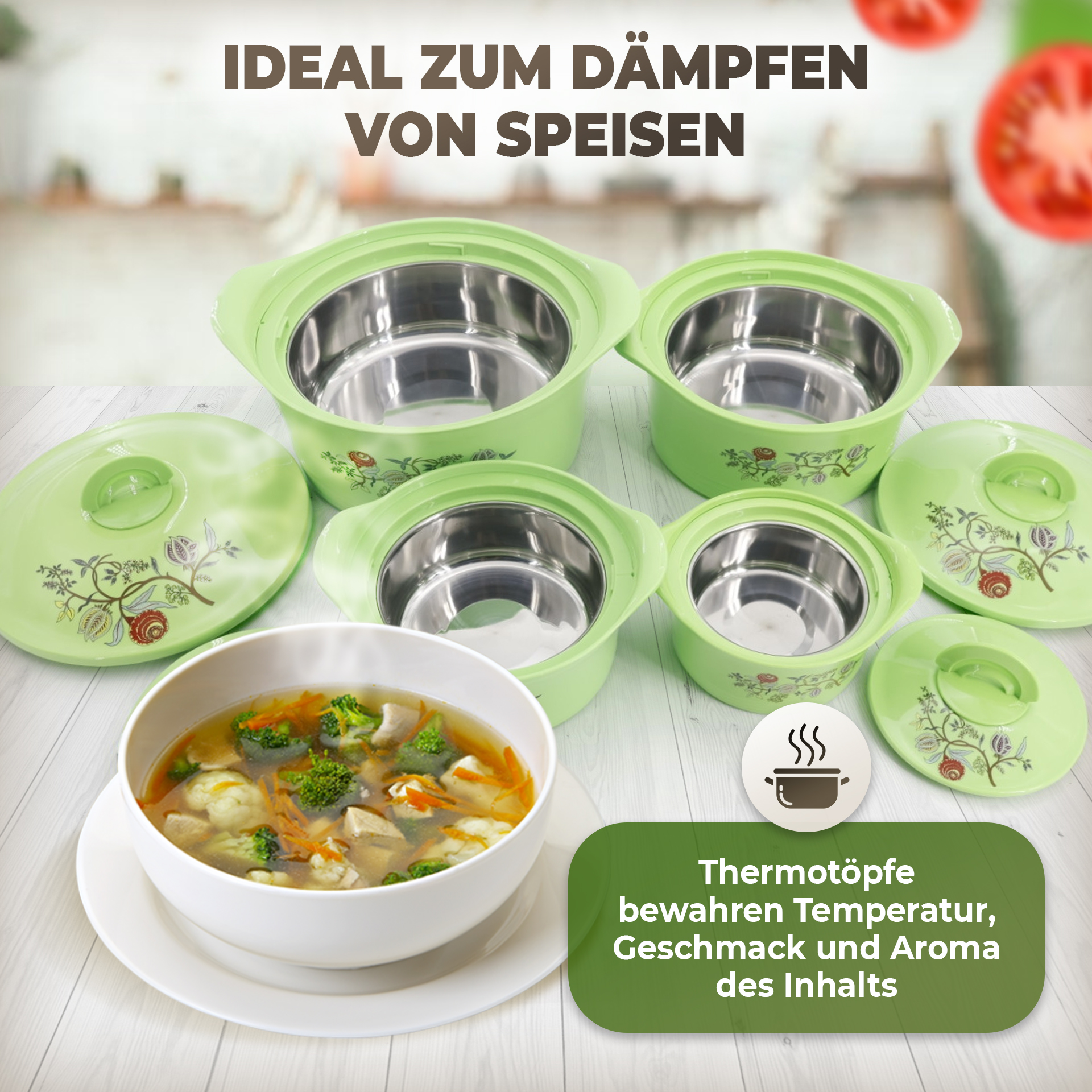 Vier Thermokochtöpfe SET