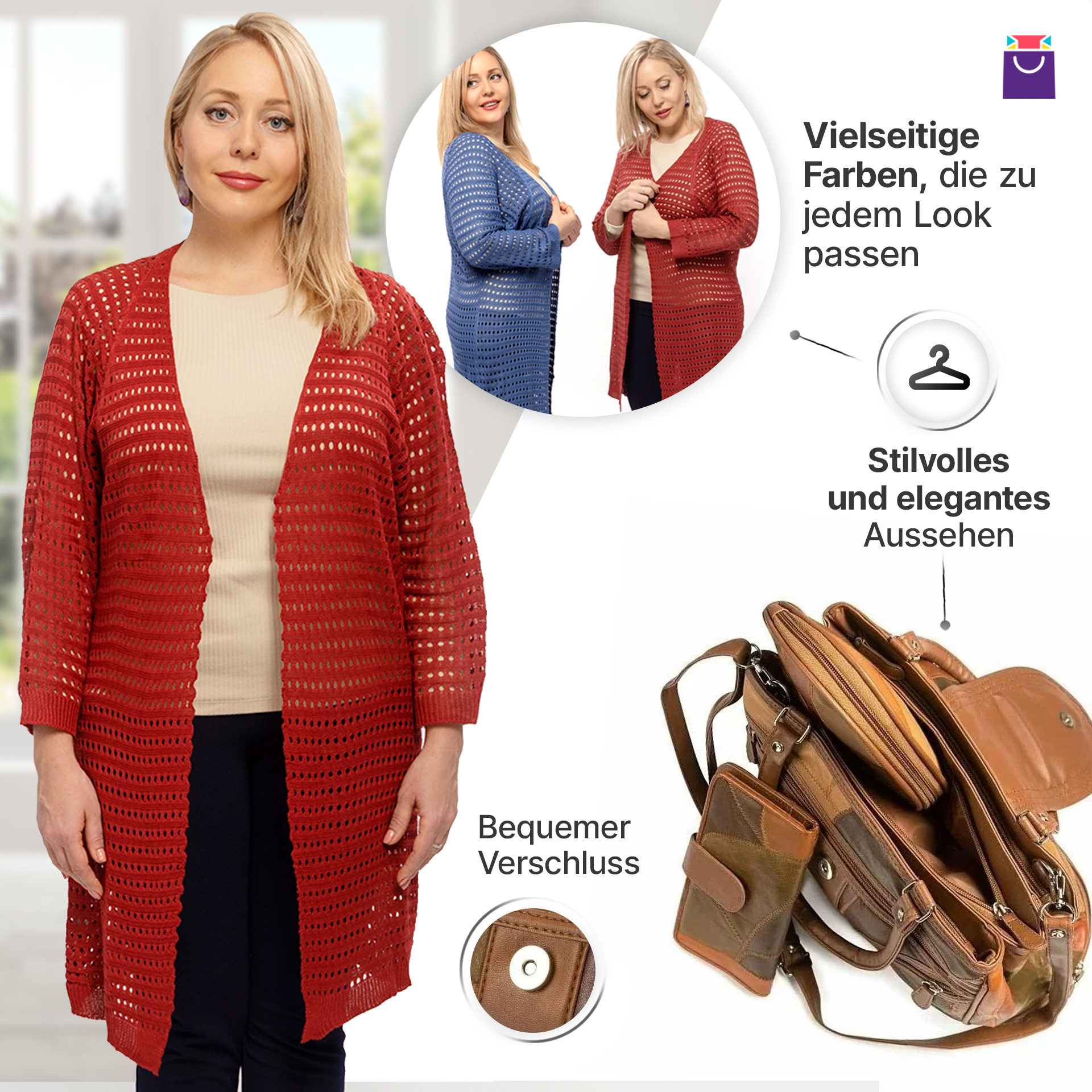 SET Cardigan + Tasche "Römische Ferien" PLUS