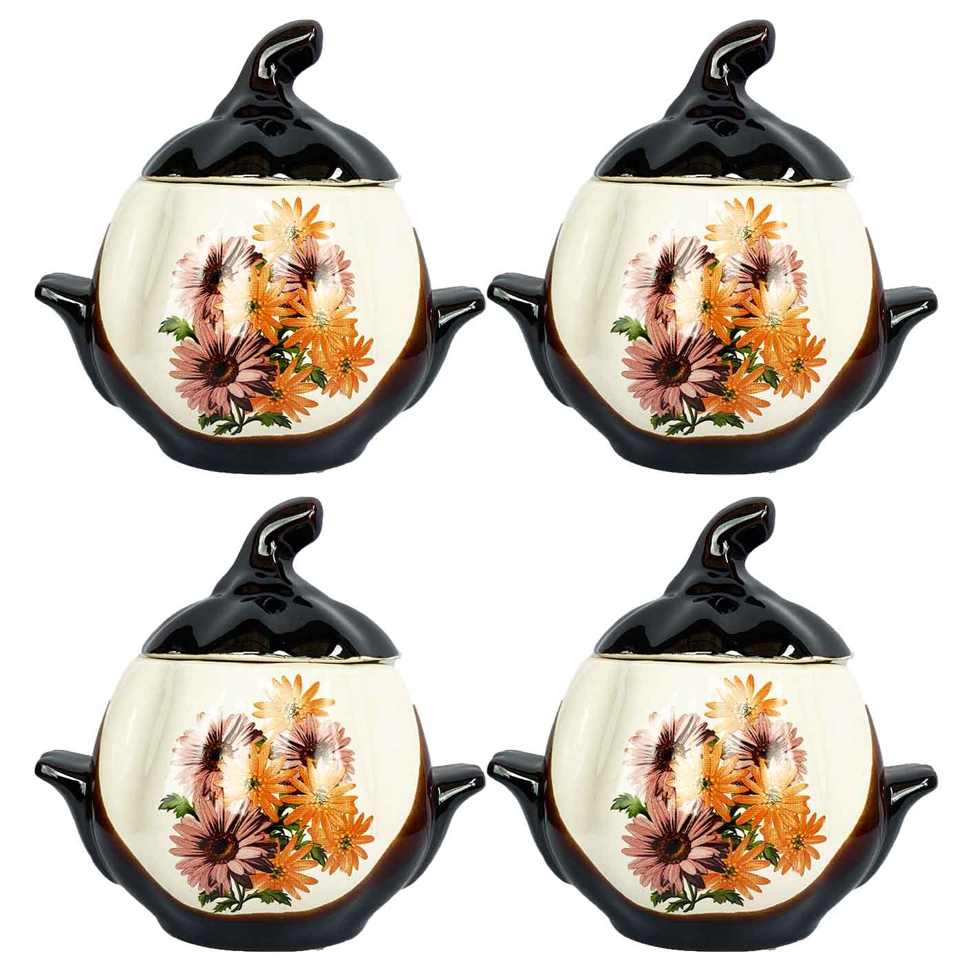 Горшочки для запекания "Осенние цветы" с ручками, 750 мл., уп-ка 4 шт.