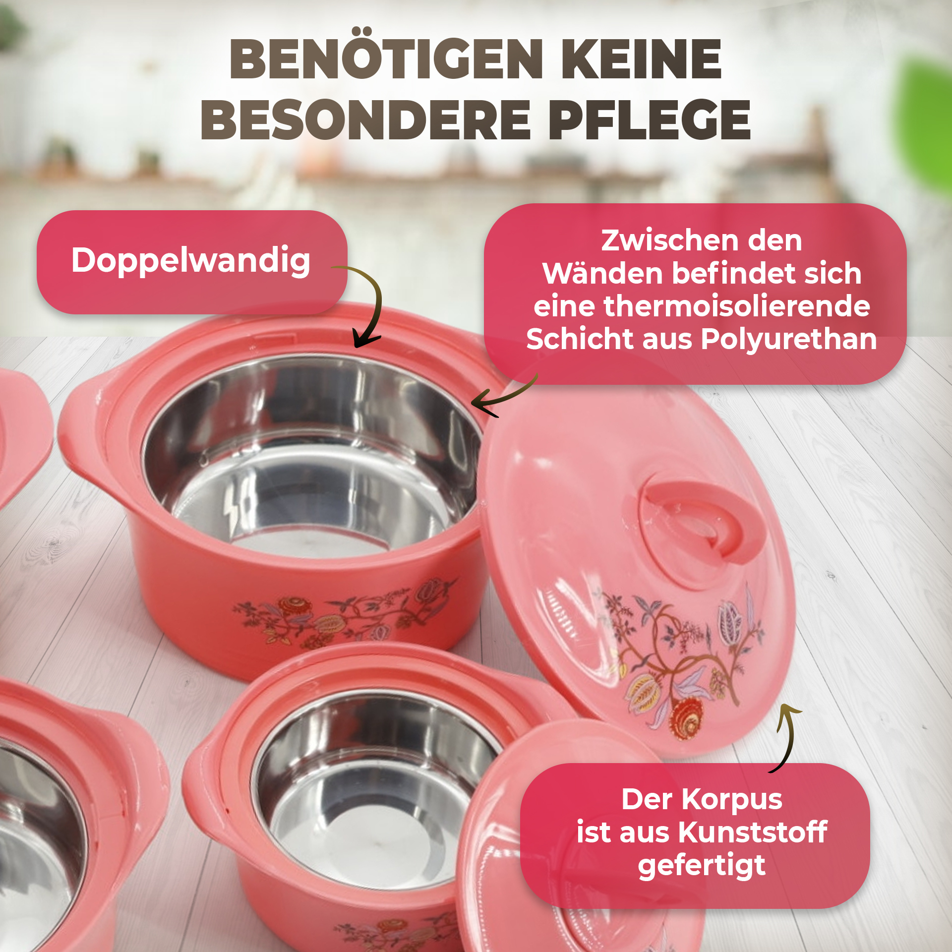 Vier Thermokochtöpfe SET