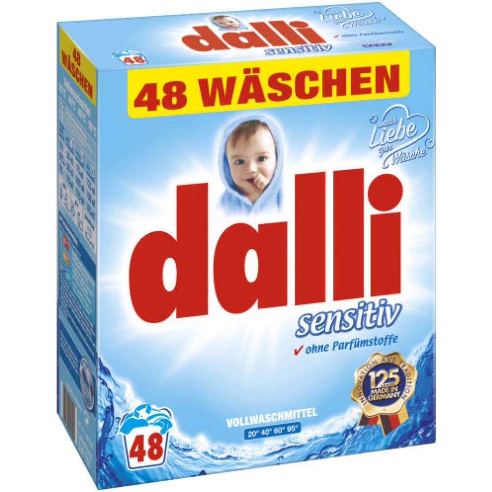 Универсальный стиральный порошок без фосфатов, ароматизаторов и красителей Dalli Sensitiv, 48 стирок