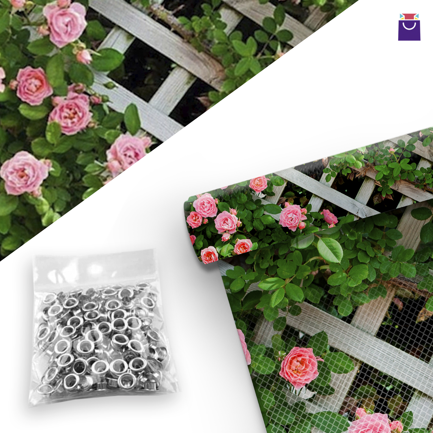 PVC-Netz mit Aufdruck "Ein pulsierendes Leben", Gartenblumen