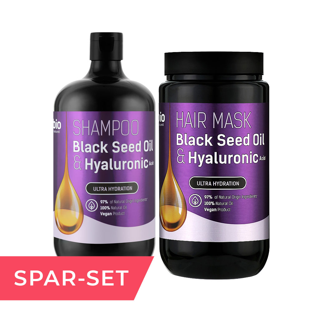 Spar-Set: Bio Naturell - Shampoo & Haarmaske "Black Seed Oil & Hyaluronic", 946 ml