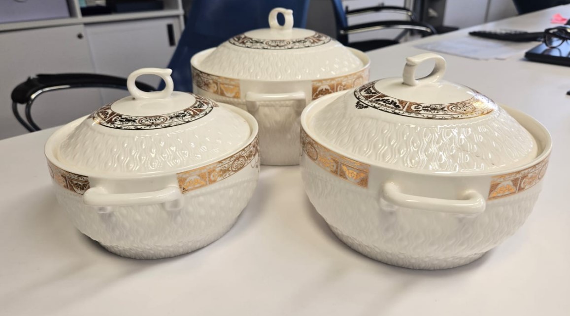 Набор супниц "Золотые узоры", белый