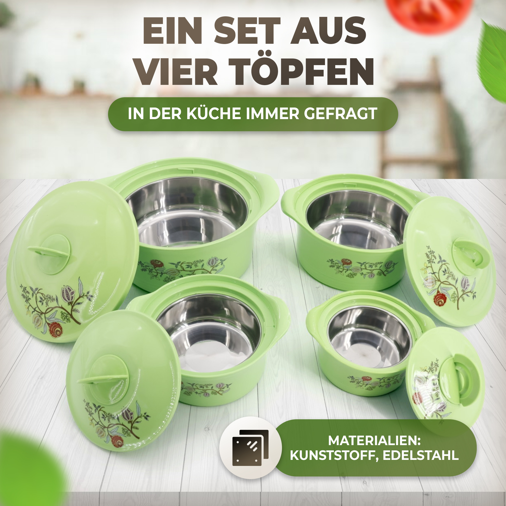 Vier Thermokochtöpfe SET