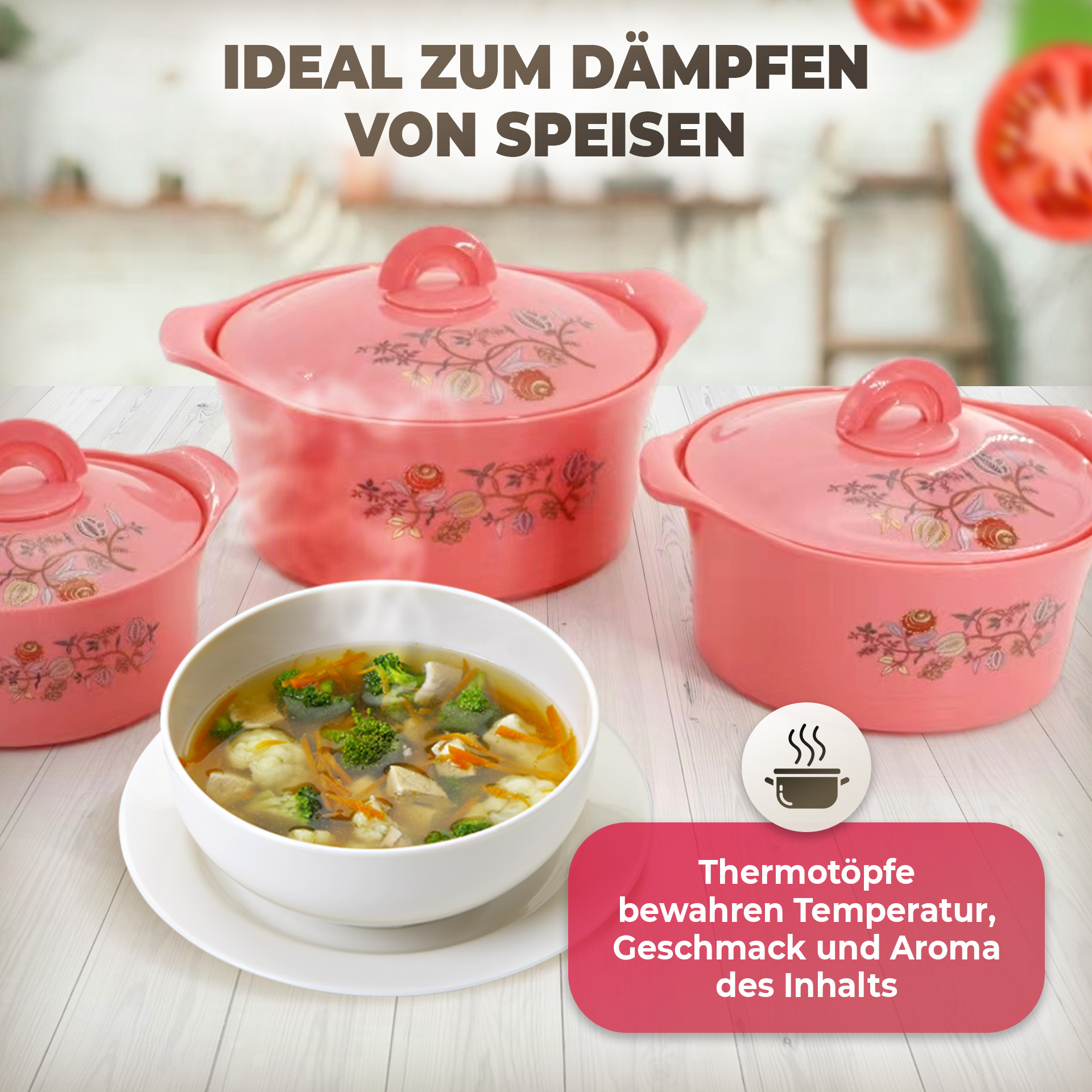 Vier Thermokochtöpfe SET