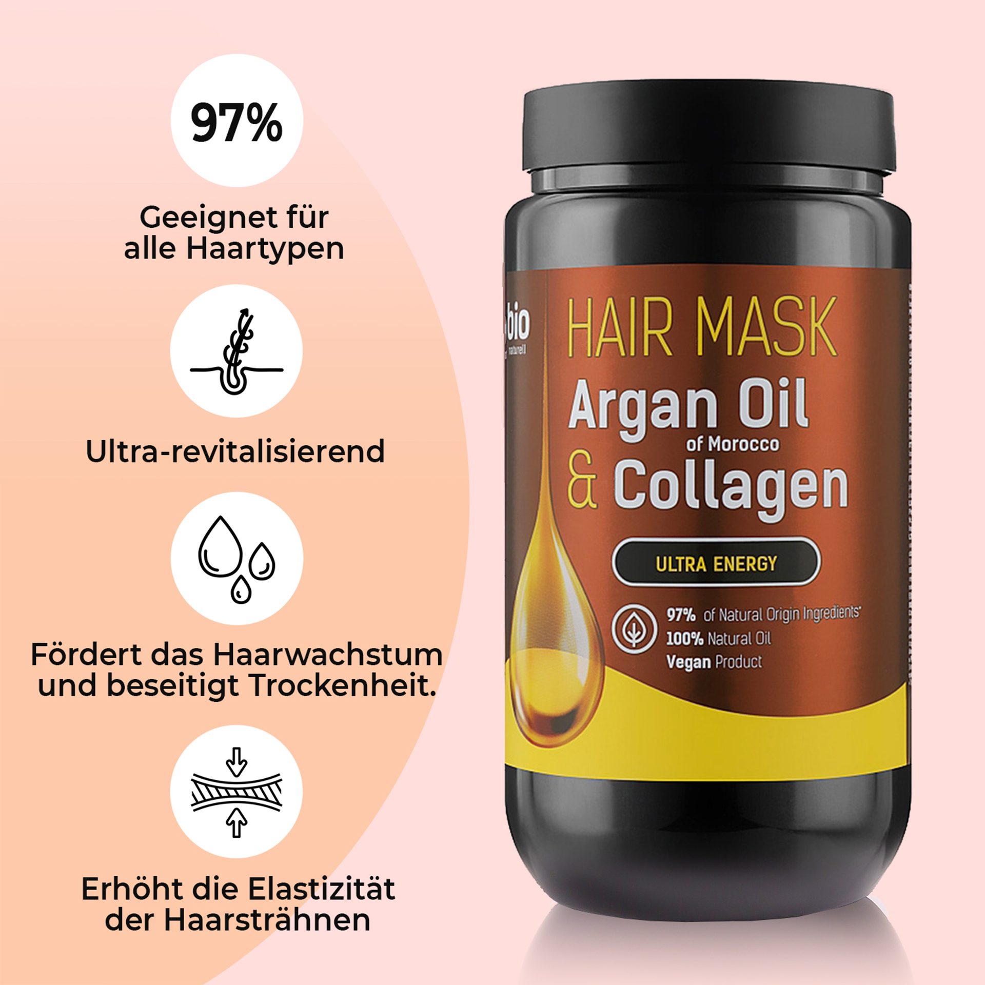 Spar-Set: Bio Naturell - Shampoo & Haarmaske "Argan Oil & Collagen", 946 ml