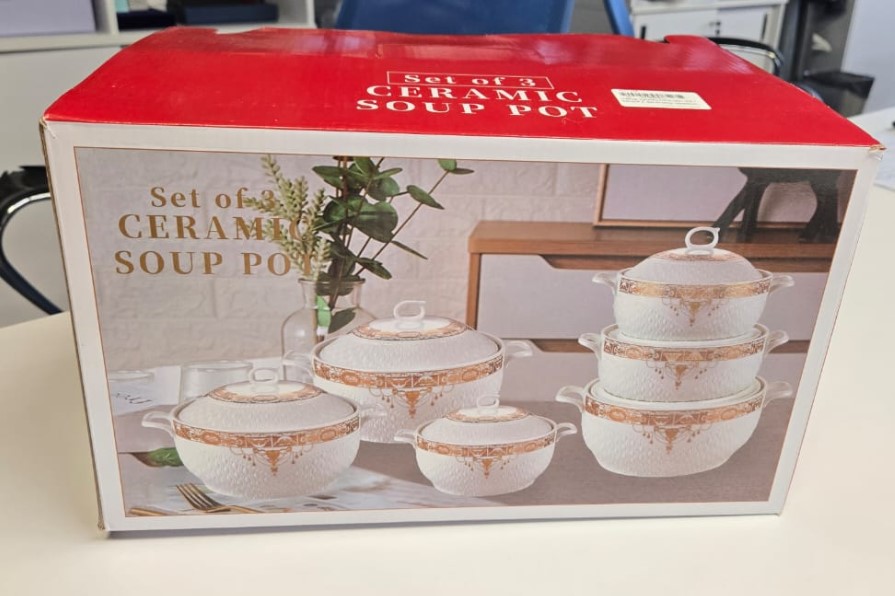 Набор супниц "Золотые узоры", белый