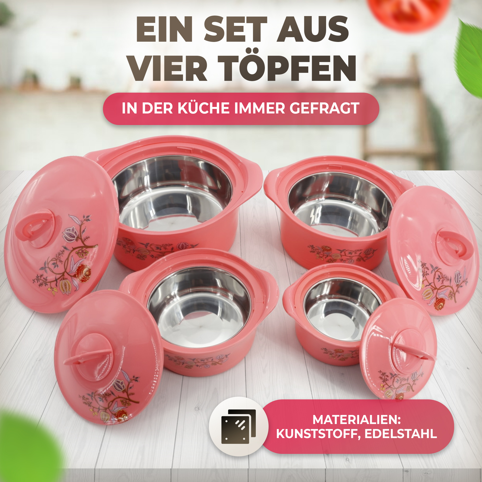 Vier Thermokochtöpfe SET