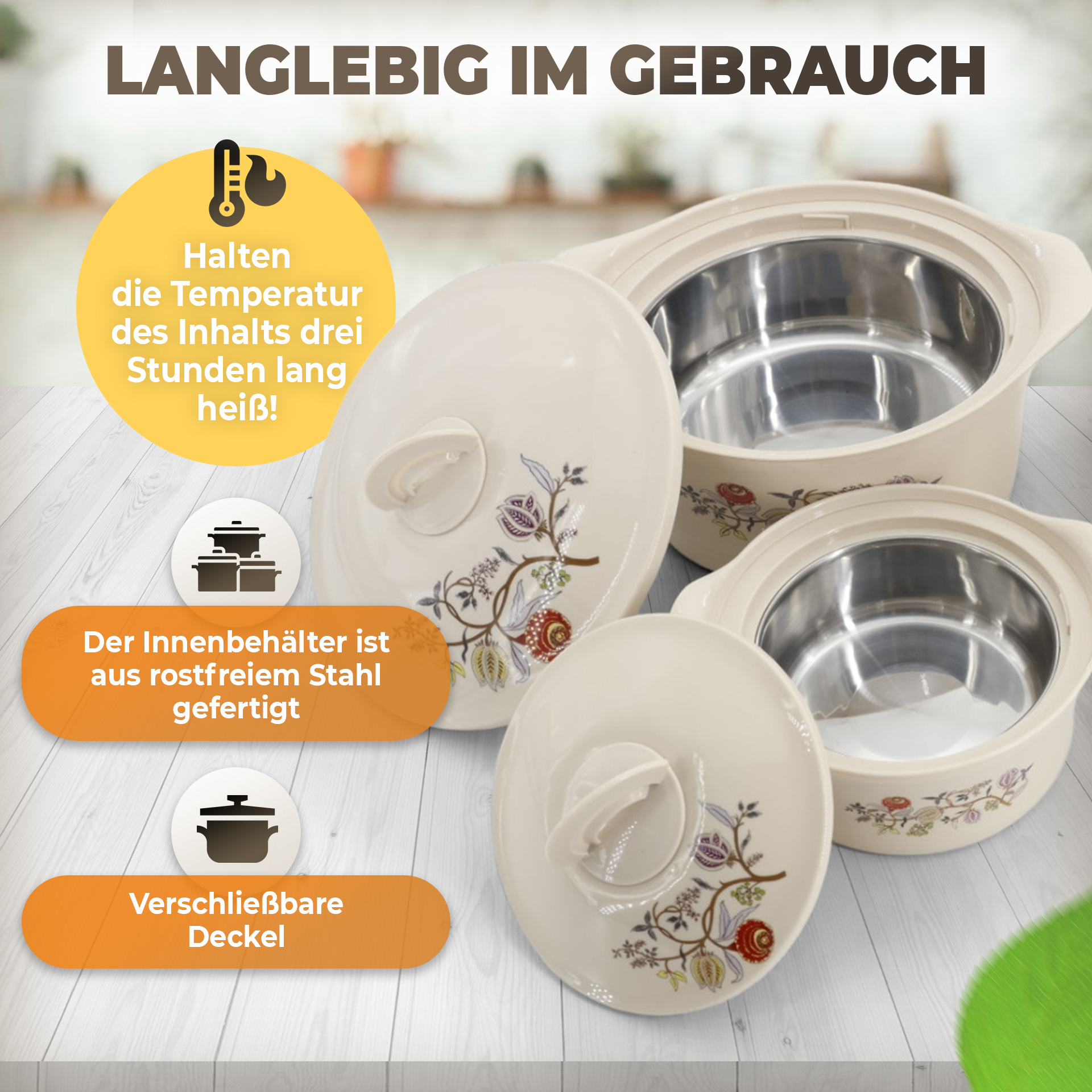 Vier Thermokochtöpfe SET