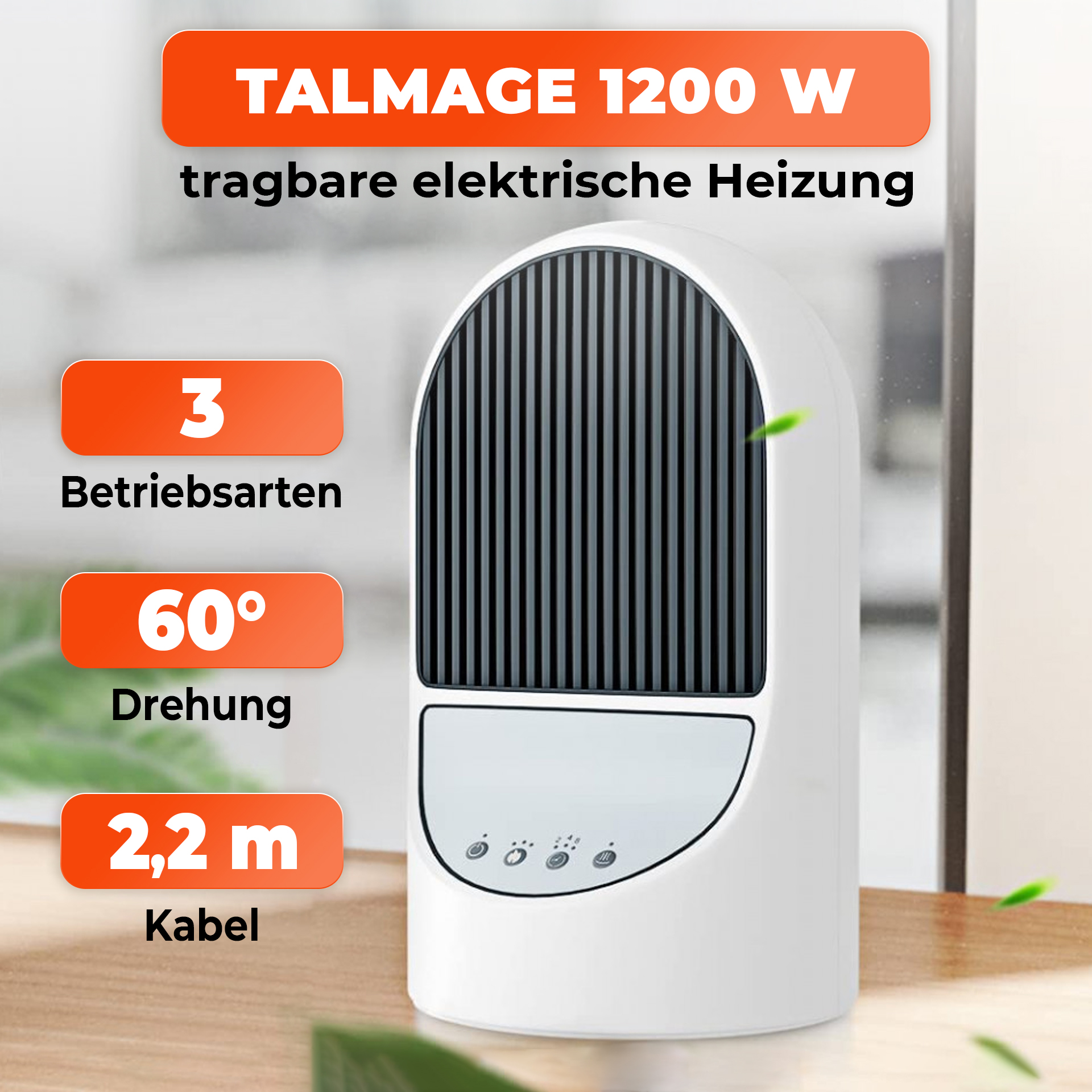 Talmage 1200 W tragbare elektrische Heizung