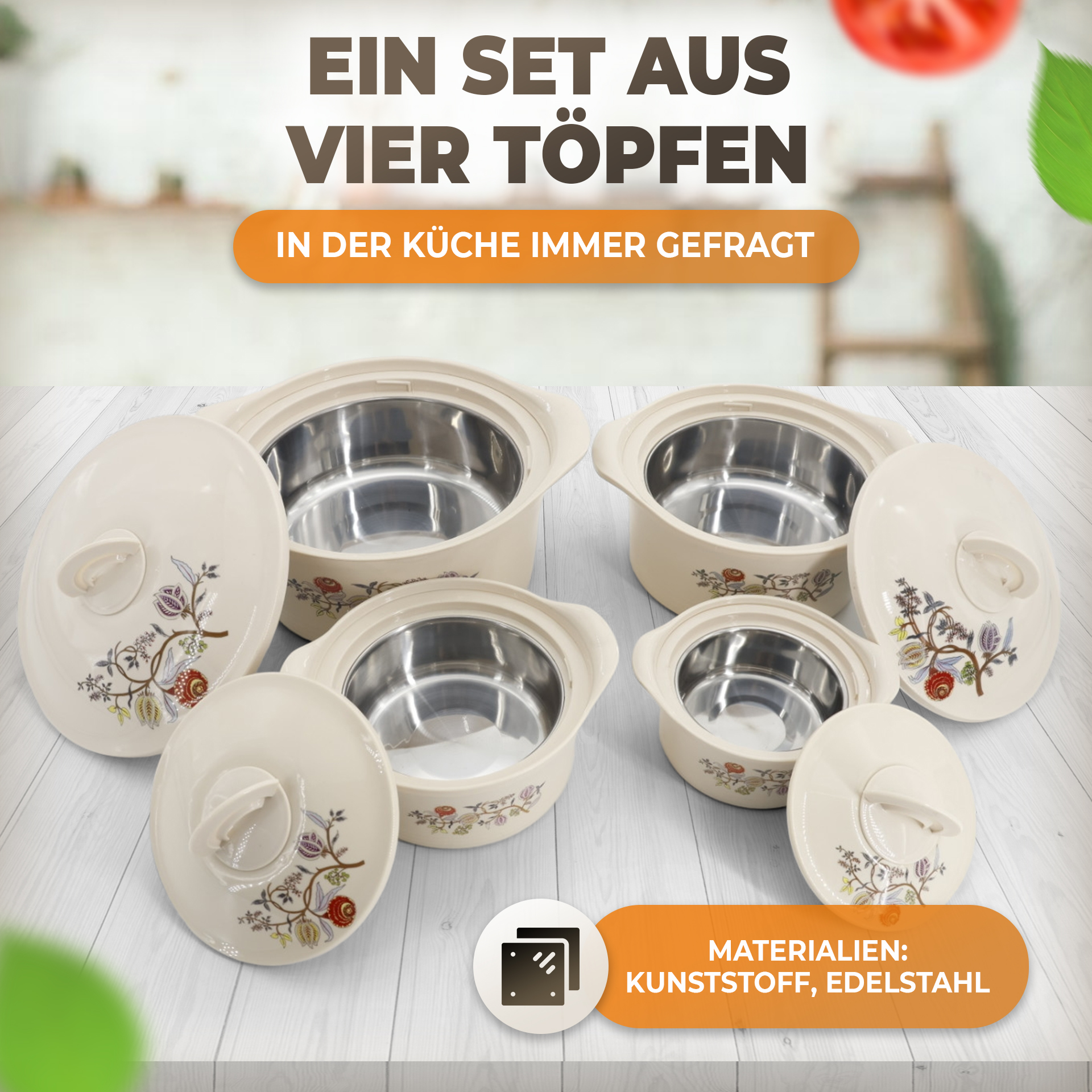 Vier Thermokochtöpfe SET