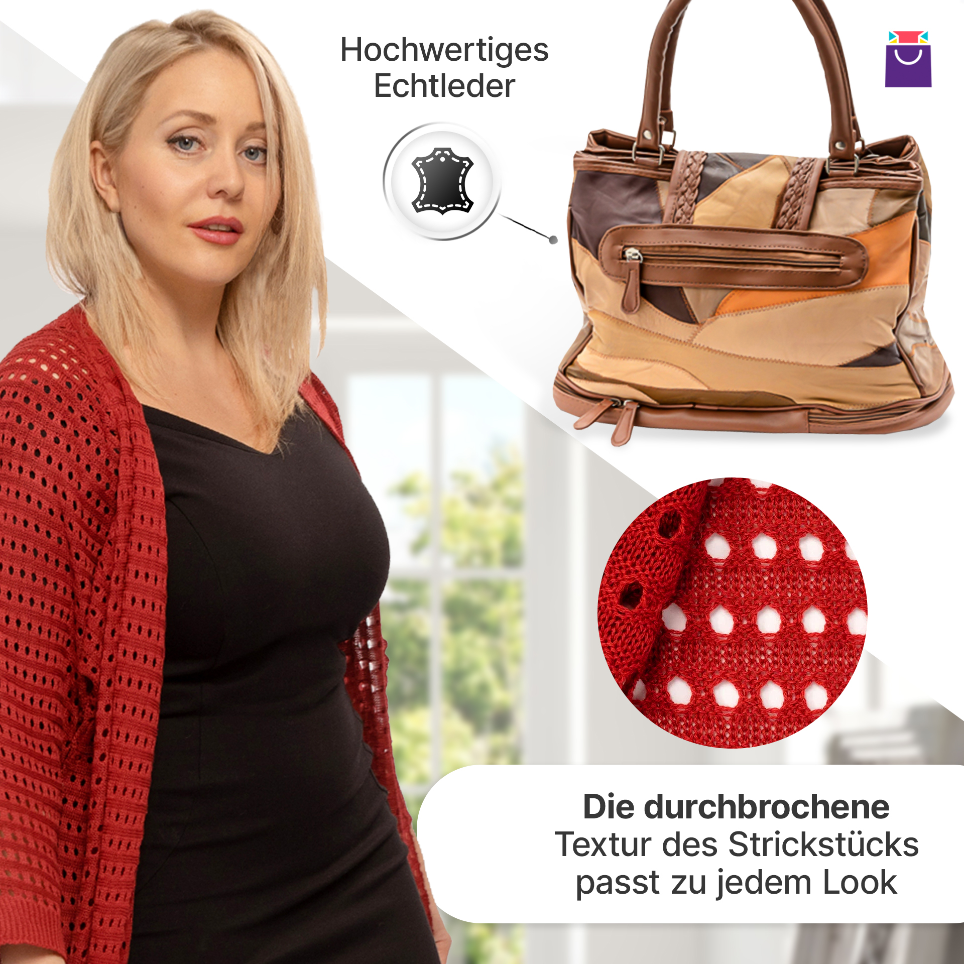 SET Cardigan + Tasche "Römische Ferien" PLUS