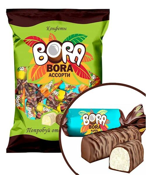 SET: 10 x Bonbon Bora-Bora sortiert Kokosnuss, Mango, Zitrone, 200g