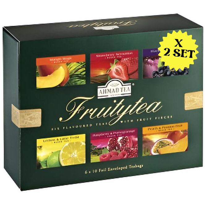 SET: 2 x Tee Früchtetee „Ahmad Tea“, 60 pak. x 2 g, schwarz im Alaun-Pack