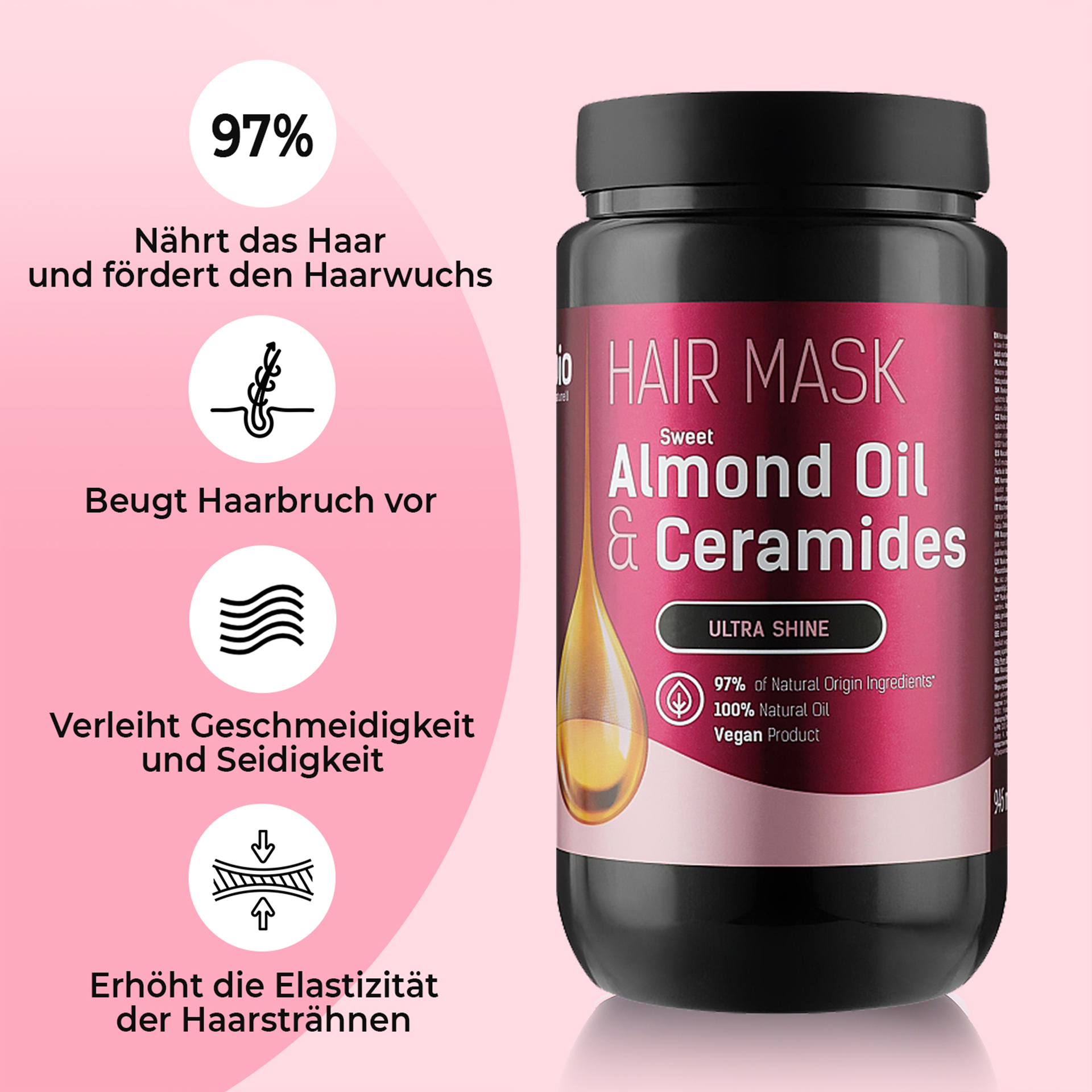 Spar-Set: Bio Naturell - Shampoo & Haarmaske "Almond Oil & Ceramides", 946 ml