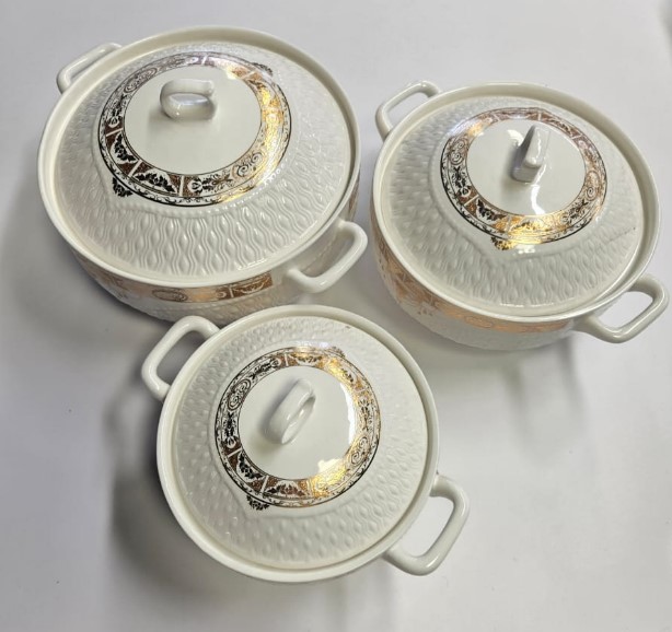 Набор супниц "Золотые узоры", белый