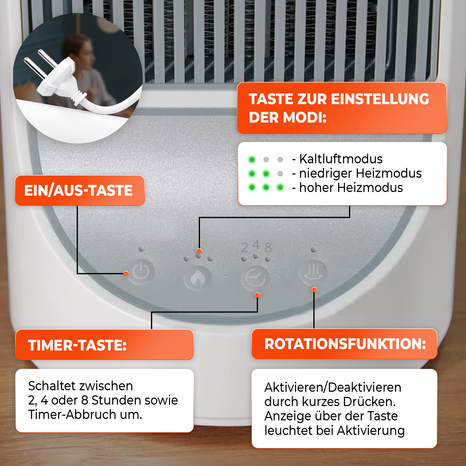 Talmage 1200 W tragbare elektrische Heizung