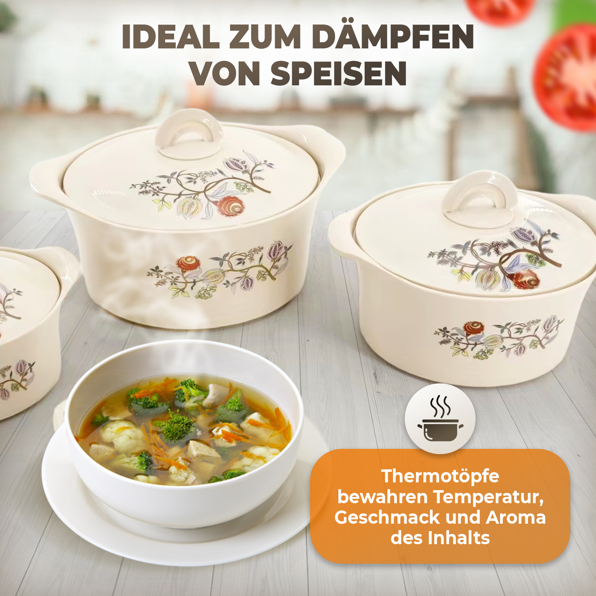 Vier Thermokochtöpfe SET