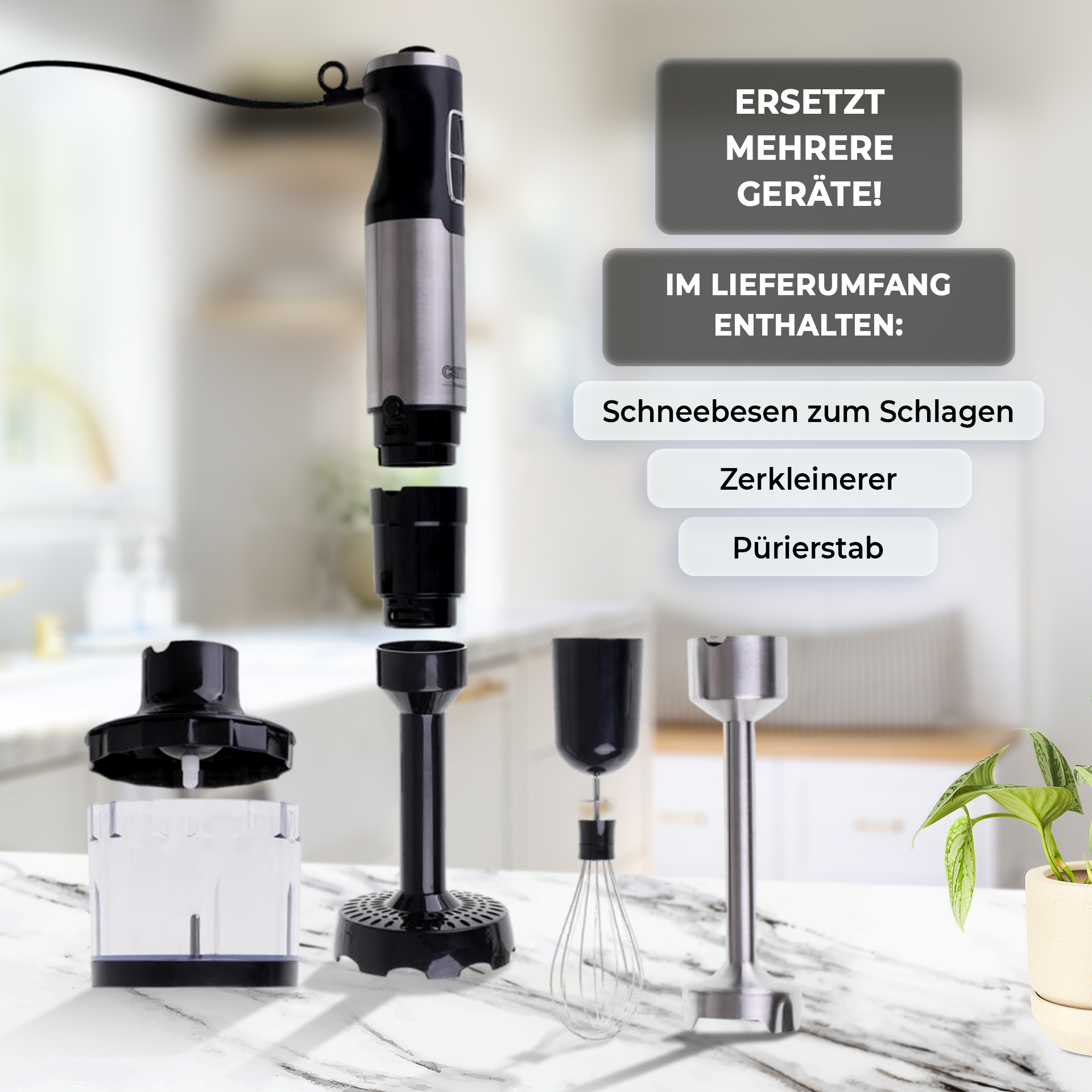 Multifunktionaler Stabmixer 14in1 SET mit Zubehör, 1600W