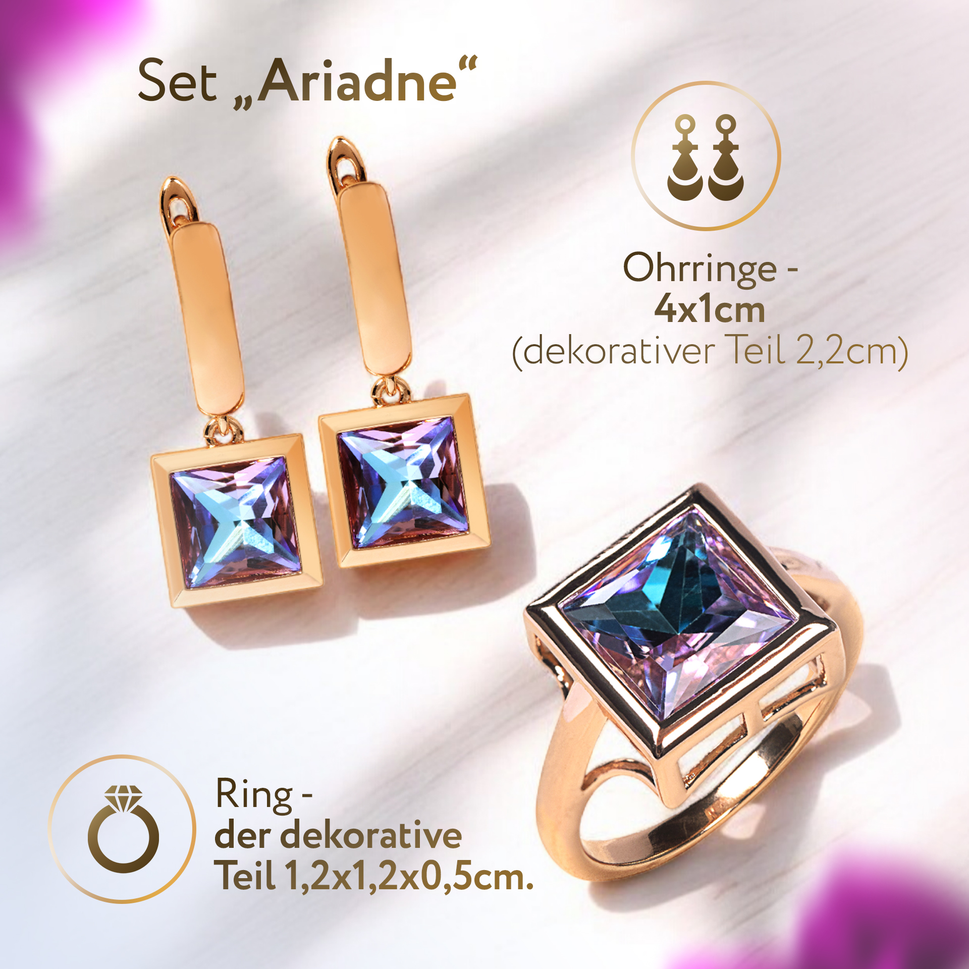 Schmuckset "Ariadna": Ohrringe und Ring