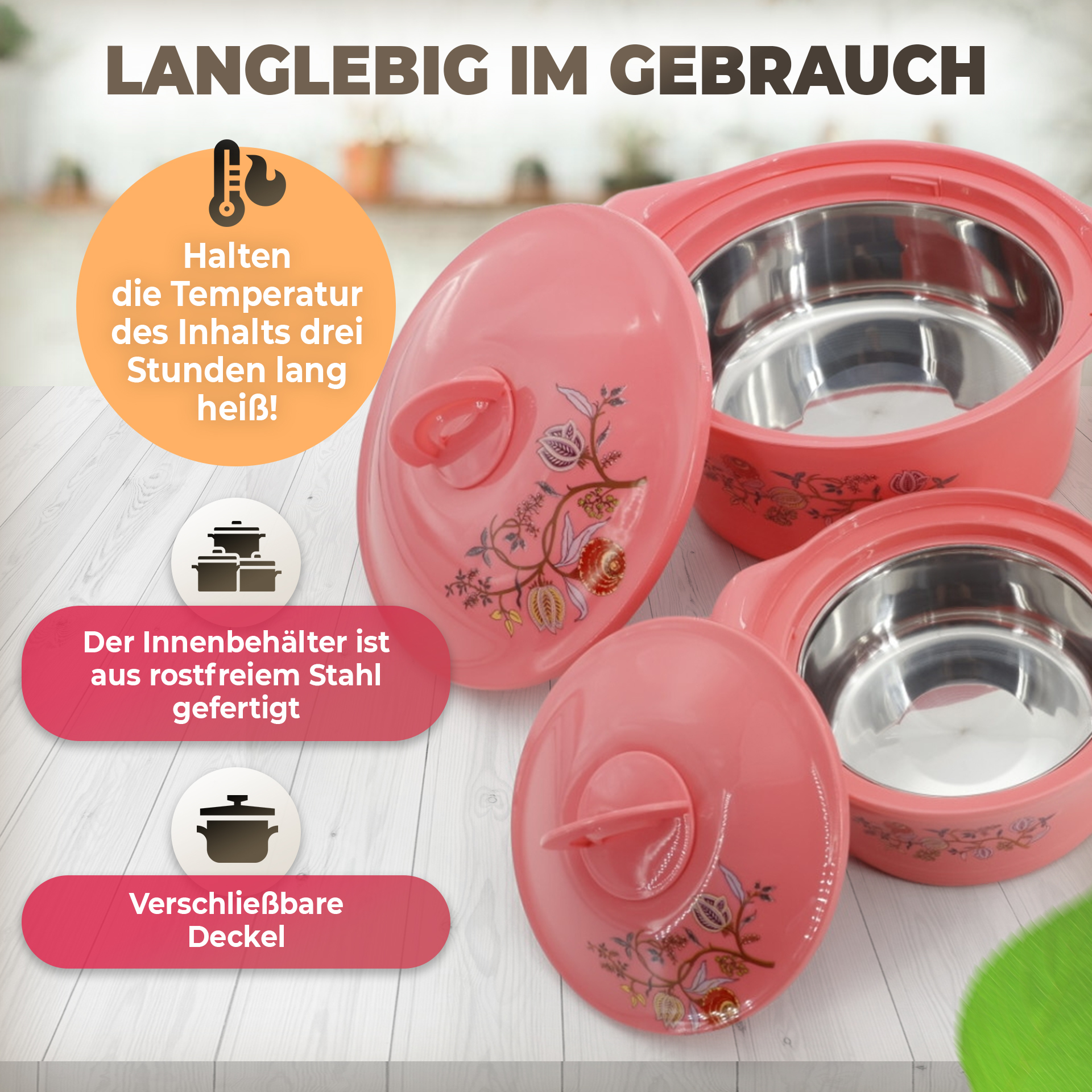 Vier Thermokochtöpfe SET