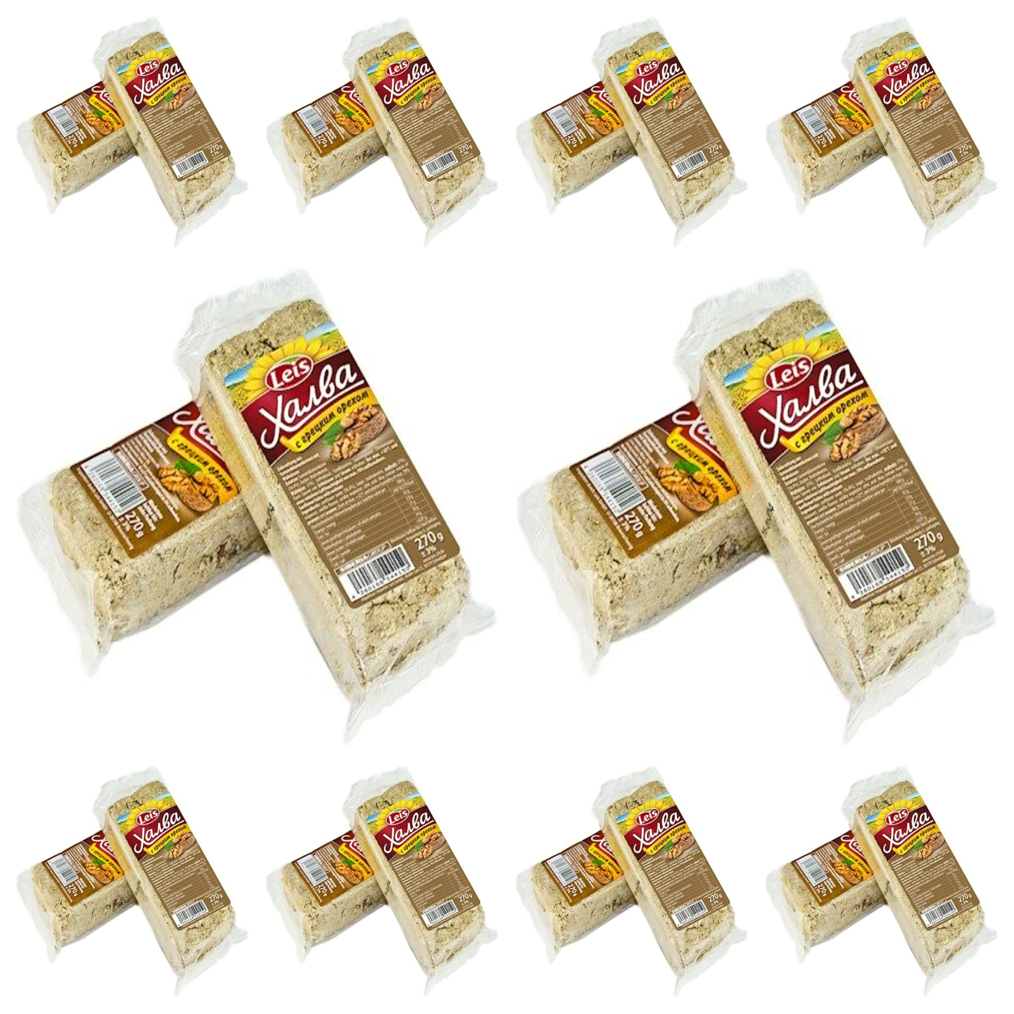 SET: 10 x Halva aus Sonnenblumenkernen mit Walnüssen, 270 g