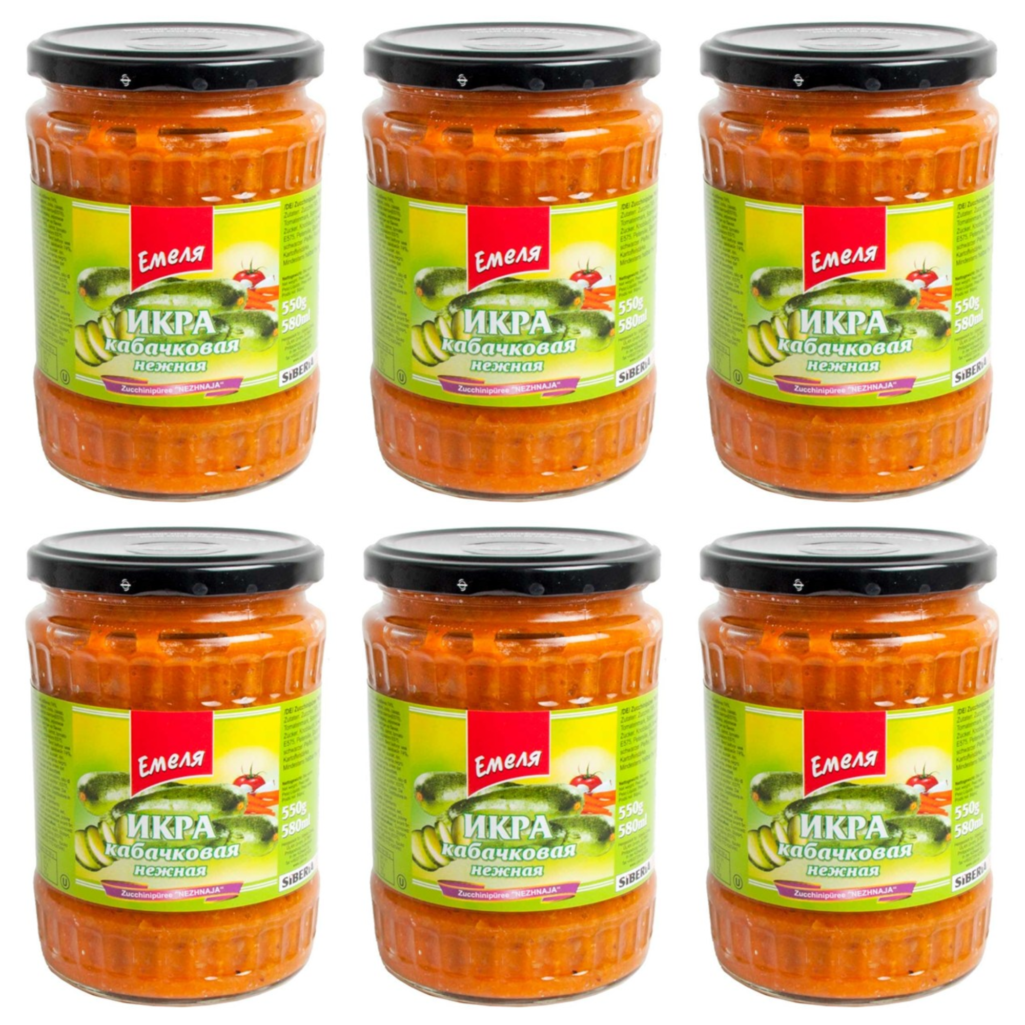 СЕТ: 6 x Икра кабачковая нежная "Емеля", 580 г
